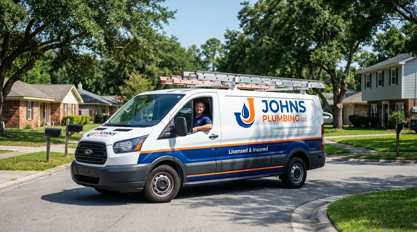 Johns Plumbing LLC service van in Woodbine, GA